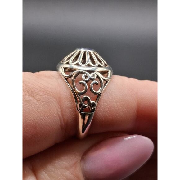 Tanzanite Ring size 7, Sterling Silver, Vintage Art Deco Style, Open Filigree - Picture 5 of 9
